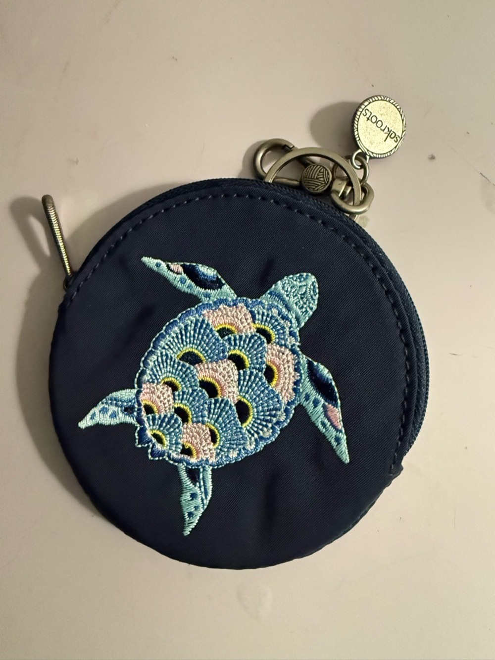 Sakroots Embroidered Sea Turtle Coin Pouch - Navy